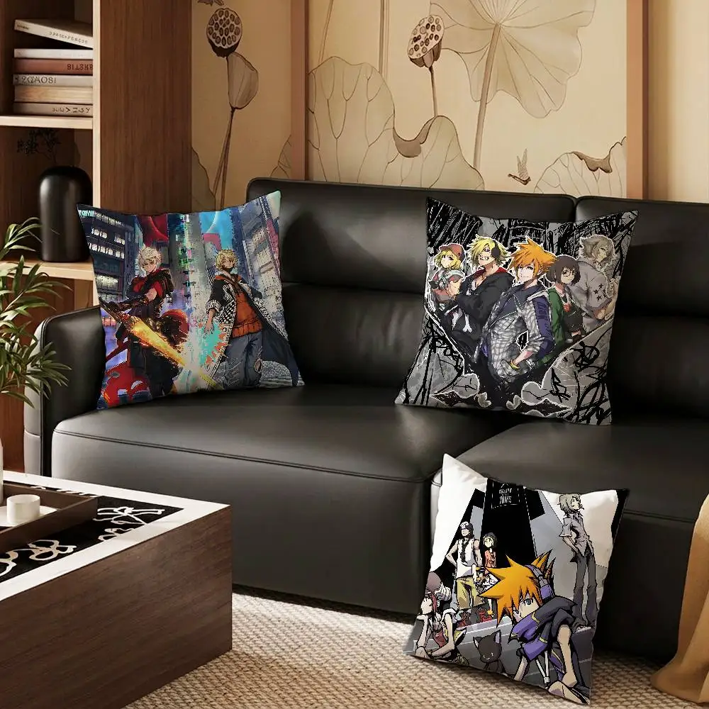 The W-World Ends with You Pillow Case Anti-dustmite Pillowcase Invisible zipper silky short plush Sofa cushion cover