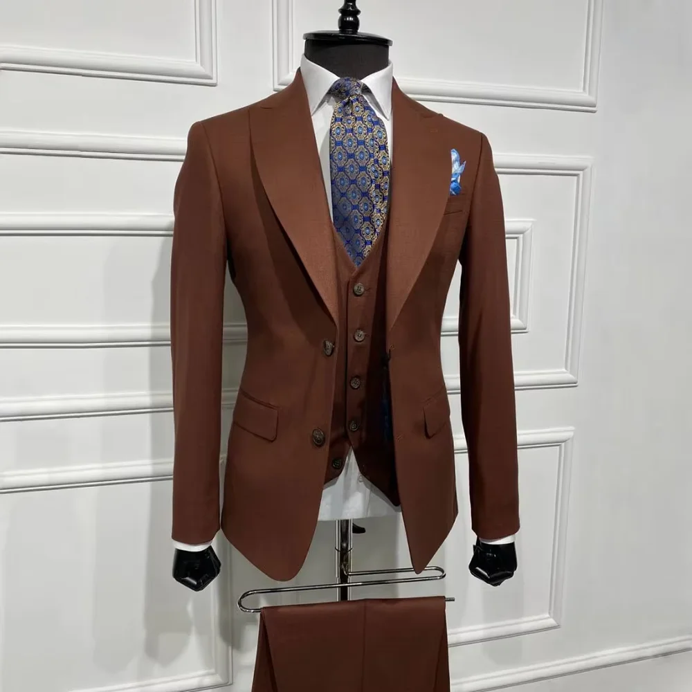 Black Slim Fit Suit Sets For Men Wedding Banquet Tuxedos Elegant Formal Jacket Vest Pants 3 Pieces Fashion Male Classic Outfits
