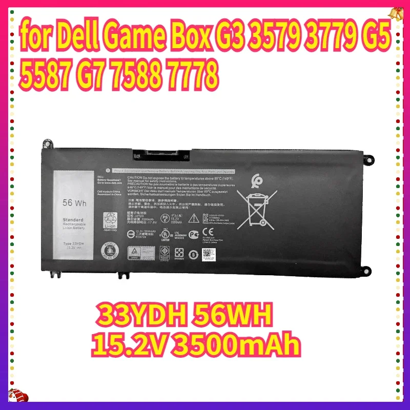 

3500mAh Suitable for Dell Game Box G3 3579 3779 G5 5587 G7 7588 7778 Laptop Battery 33YDH 56WH 15.2V Laptop Parts & Accessories