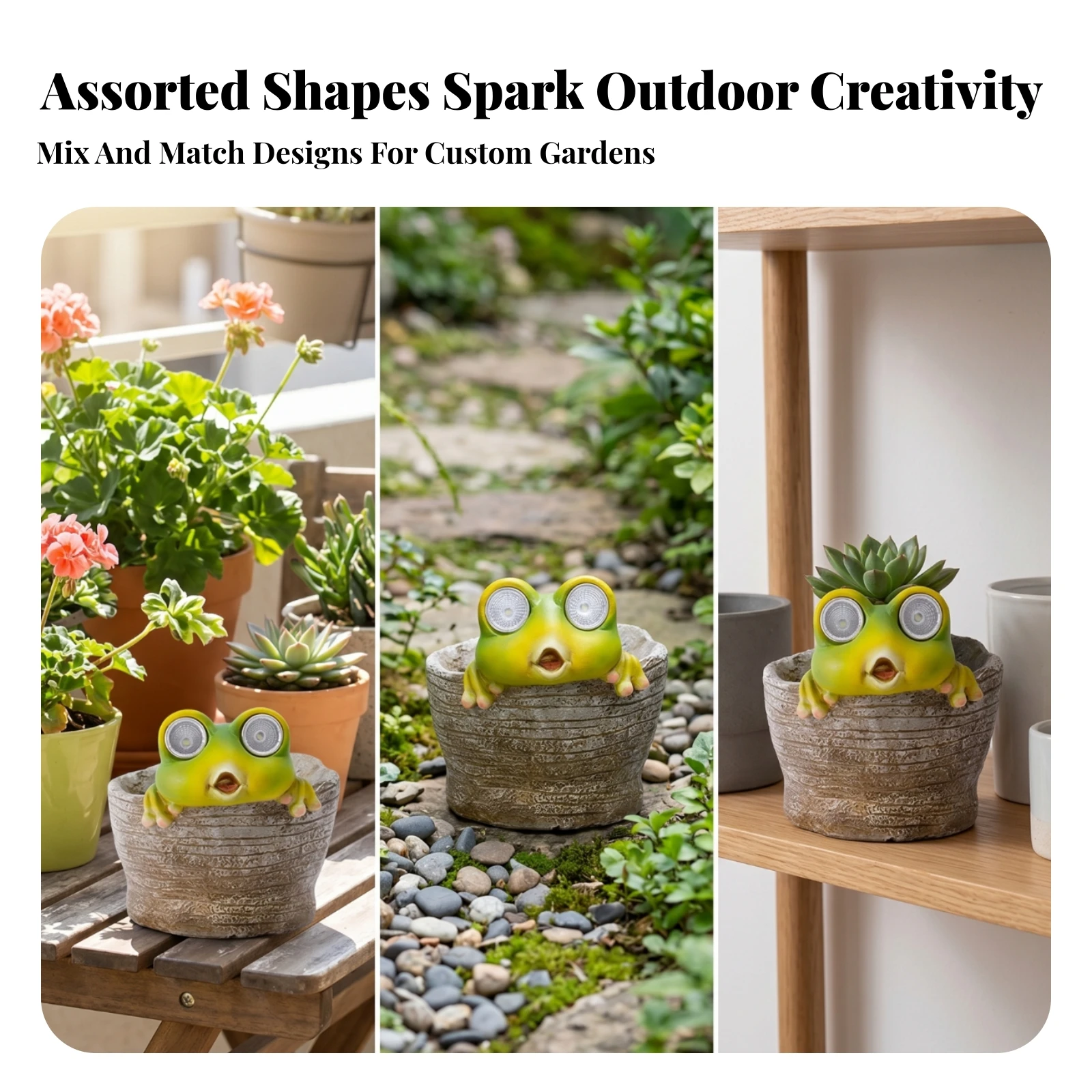 Solar Light Frog Planter Decorative Resin Frog Planter Ornament for Patio