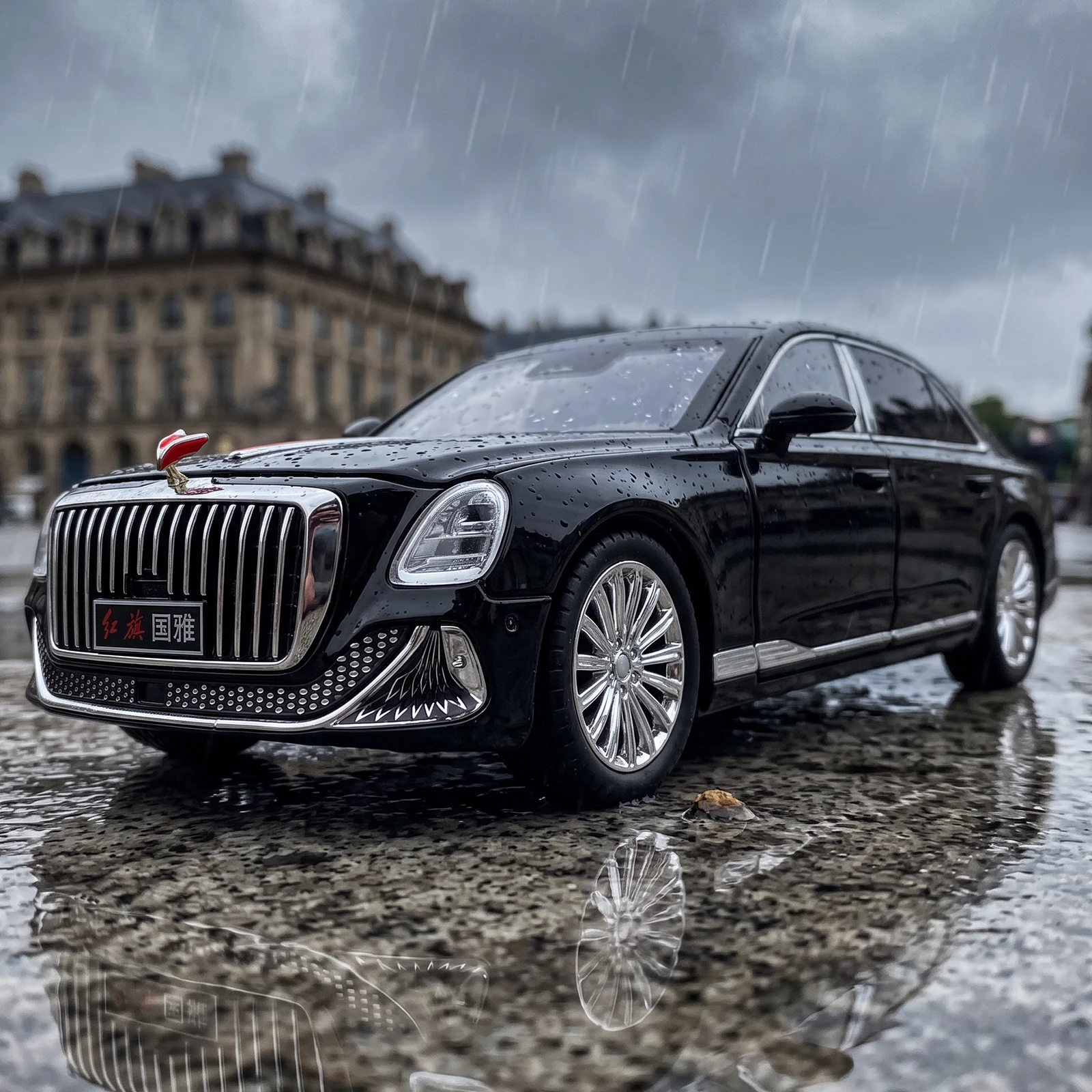 1:24 Alloy Metal Diecast Model Car Compatible With Hongqi Guoya Home Decoration Desktop Display Ornament Miniature Vehicle Gifts