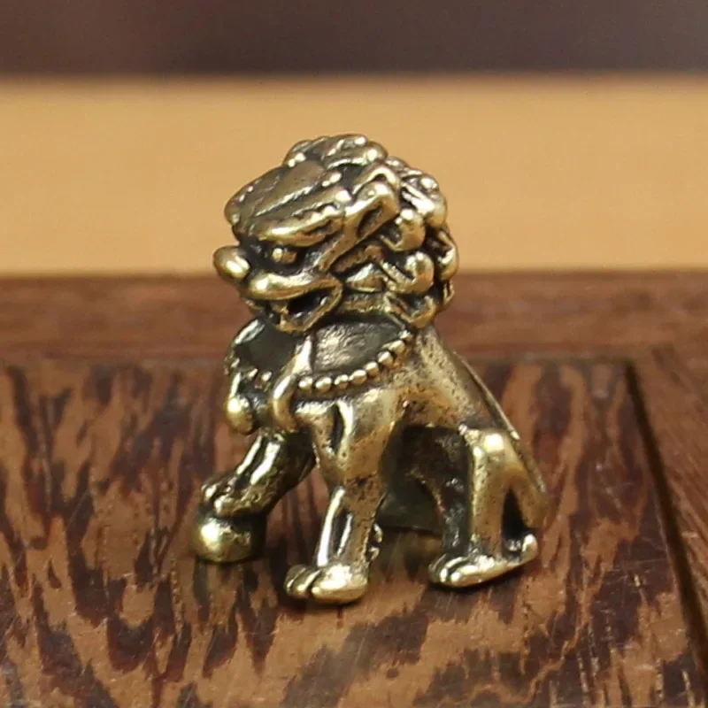 Brass Lion Roll Hydrangea Small Ornaments Feng Shui Miniature Home Office Desktop Decoration Accessories Festivals Gifts