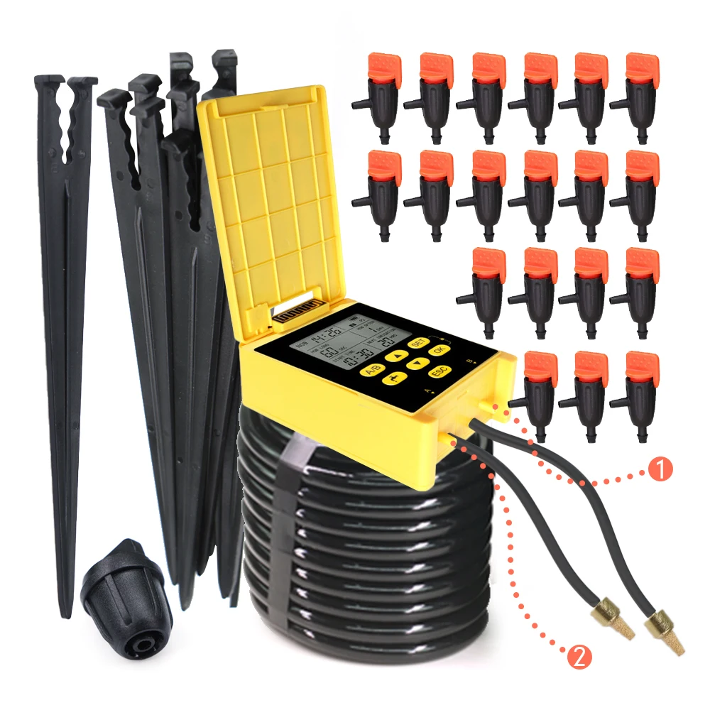 Solar Power Timers Pump Micro-Drip Irrigation System Built-In 18650mAh Lithium Battery Garden Bonsai Plants Automatic Watering