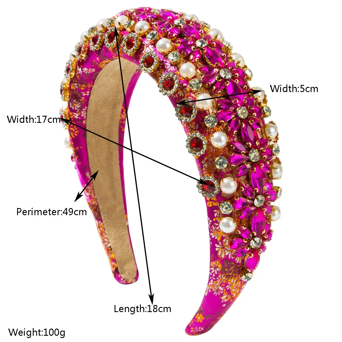 New Embroidery Fabric Sponge Headband Retro Baroque Heavy Industry Full Diamond Palace Style Hair Accessories for Women