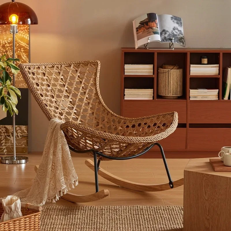 ZAmerican Rattan Lobster Chair Outdoor Leisure Single Recliner Internet Celebrity Explosion BalconyZ