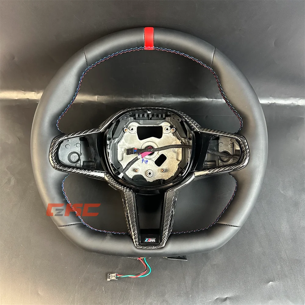 

Индивидуальное черное кожаное рулевое колесо с красной полосой на 2020 2021 2022 2023 2024 BMW с подогревом