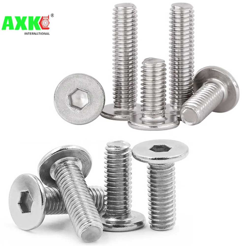 5/50pcs CM M2 M2.5 M3 M4 M5 M6 M8 A2-70 304 Stainless Steel Hex Hexagon Socket Ultra Thin Super Low Flat Wafer Head Screw Bolt