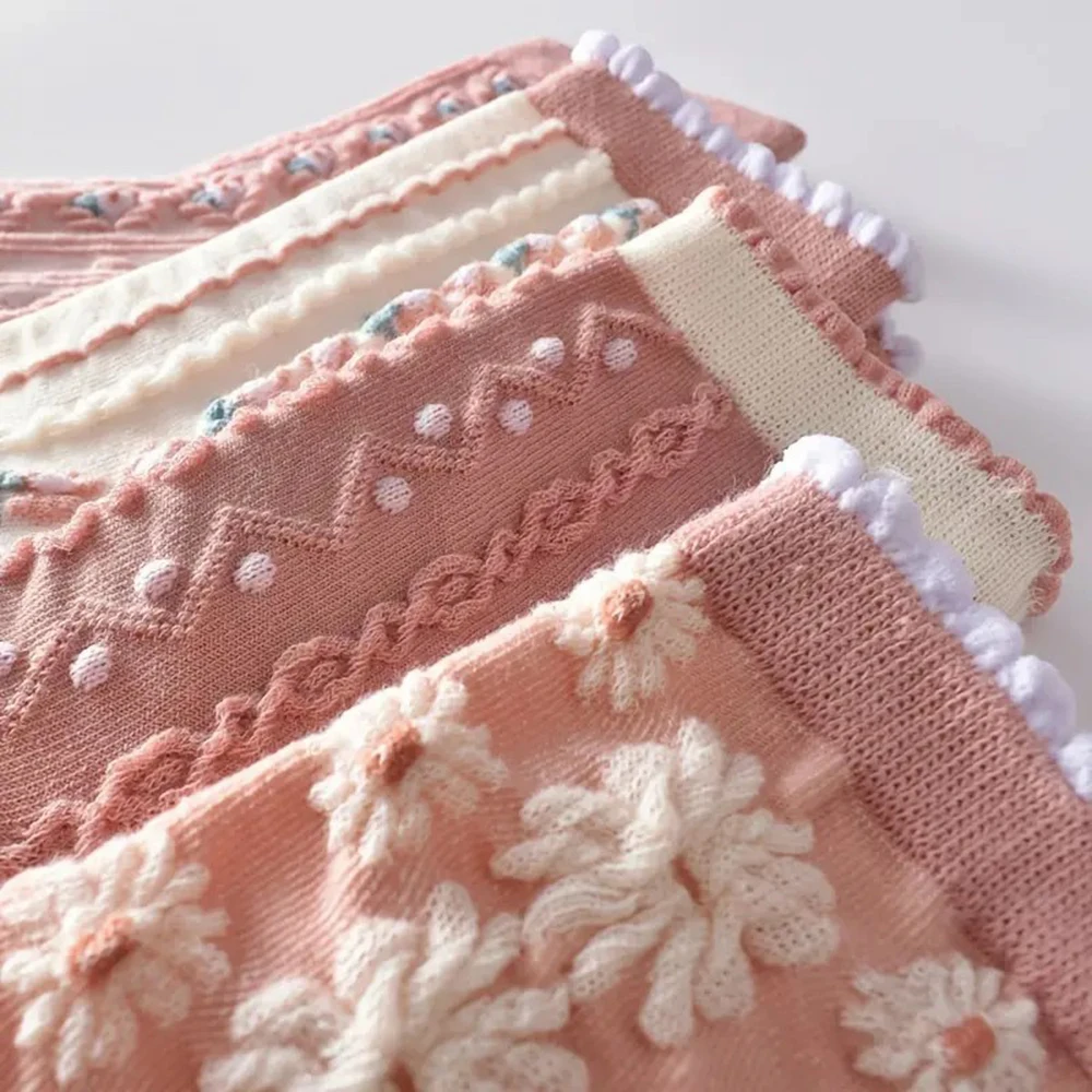 6 أزواج من الجوارب النسائية ذات النمط الأزهار المتوسطة، جوارب عصرية بطباعة ثلاثية الأبعاد بتصميم زهور ناعمة ومريحة لجميع المواسم غير رسمية #5