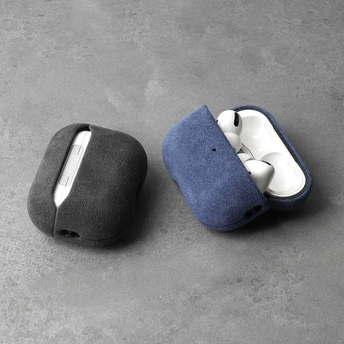 Imagen 2 del producto ALCANTARA Funda para AirPods Pro 3 Fundas de cuero de ante de lujo Auriculares inalámbricos con Bluetooth Funda de piel giratoria