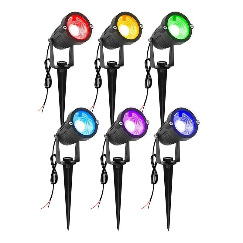 Impermeável LED Jardim Luzes, Paisagem Spike Spotlights, Corpo Da Lâmpada De Alumínio, 1 m Fio, Lâmpada De Gramado Ao Ar Livre, IP65, 220V, 110V, 12V