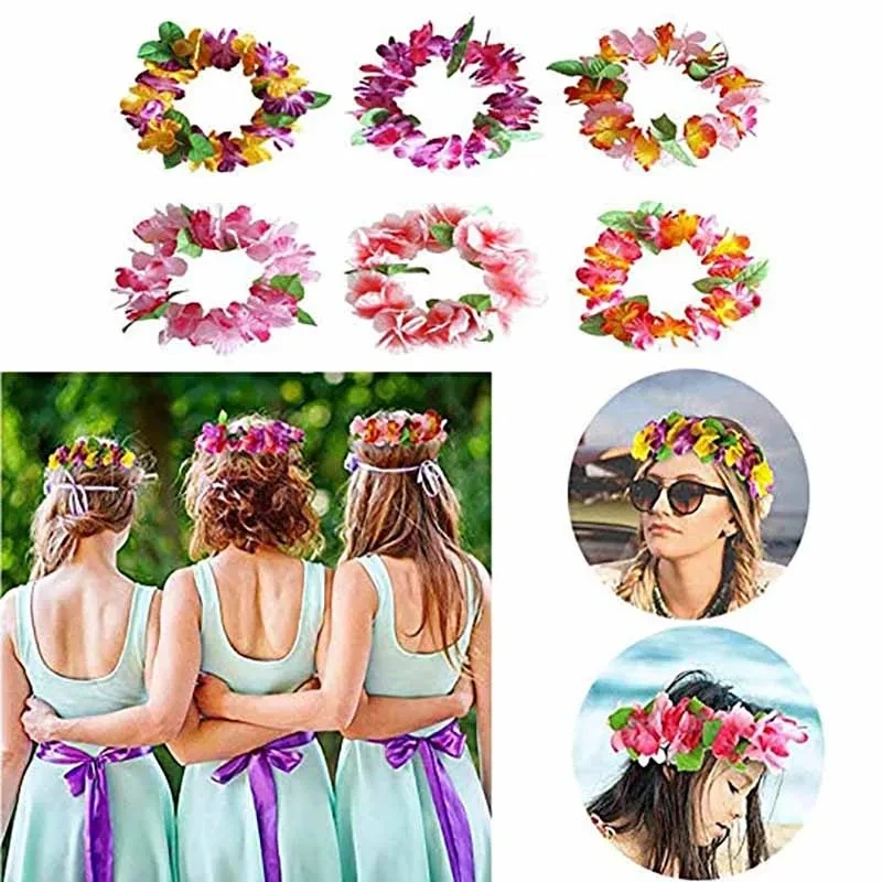 Flower Headband Headpiece Hawaiian Luau Beach pool wedding Birthday bridal shower Bachelorette Hen party team bride tribe favor