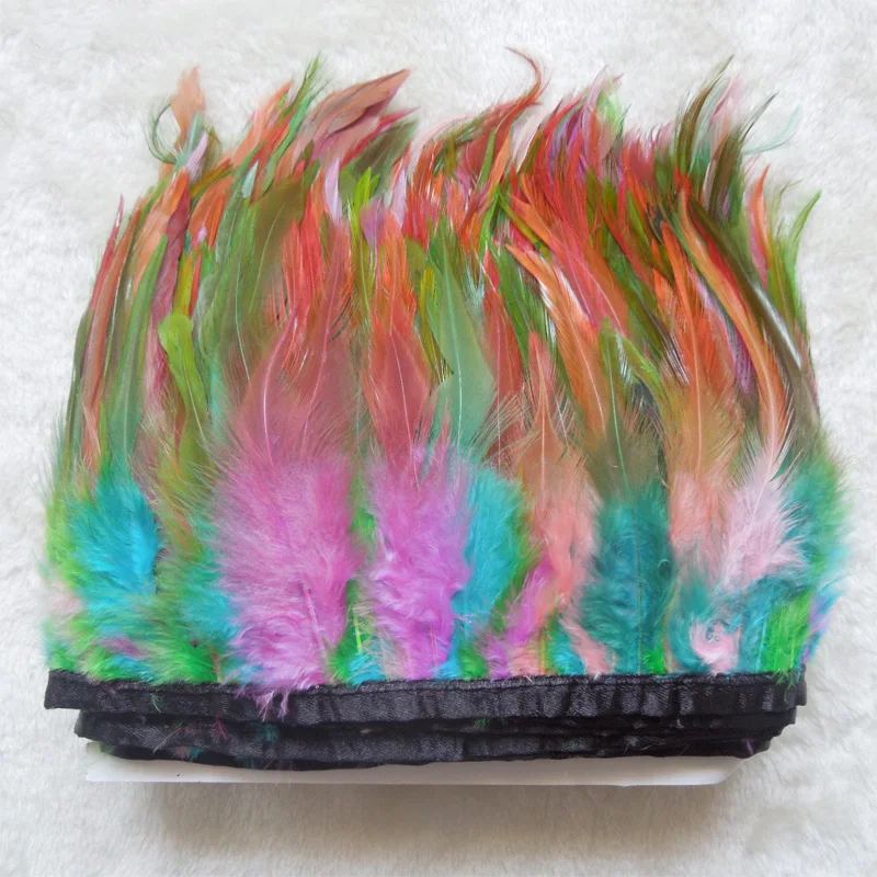 

Кружево с перьями! 5 ярдов/10 ярдов/лот! Высота 12-16 см, красочная бахрома с перьями петуха для поделок/костюмов/шитьй