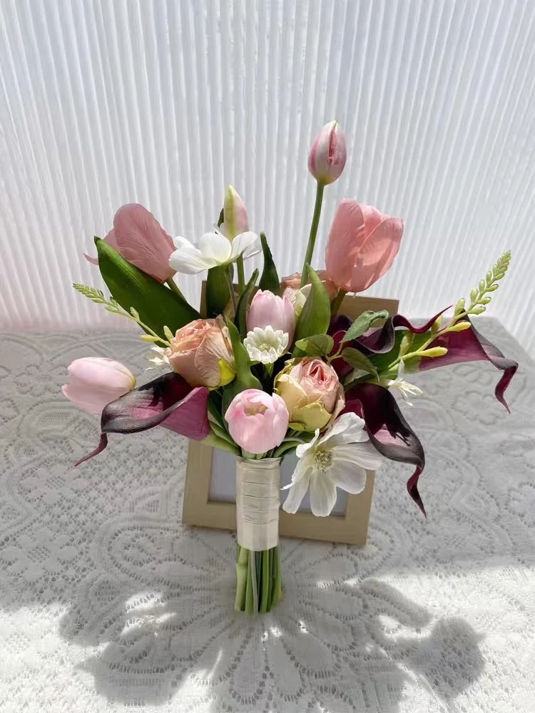 

Корейский букет искусственных тюльпанов для путешествий, свадебной фотосъемки, декора дома и подружек невесты