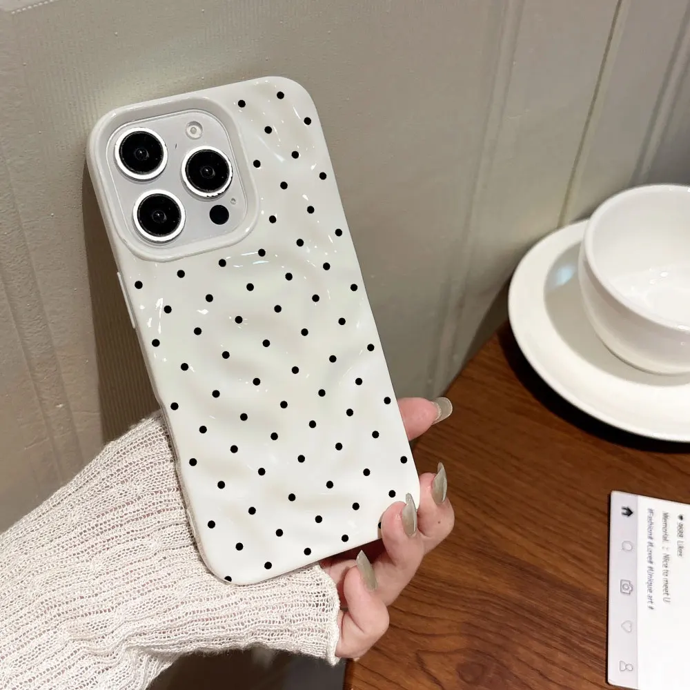 Koreanische Einfache Einfarbige Polka-Dot-Handyhülle für iPhone 17 Air 16 15 14 13 Plus 12 11 17 Pro Max Stoßfeste Schutzhülle – Detail 2