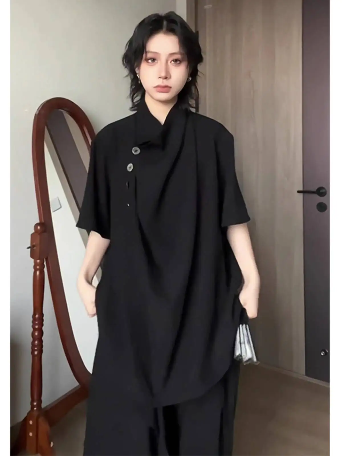 

Summer Shirts Mens Chinese Style Hanfu Cardigan Harajuku Vintage Casual Blouse Loose Short Sleeve Shirts Kimono