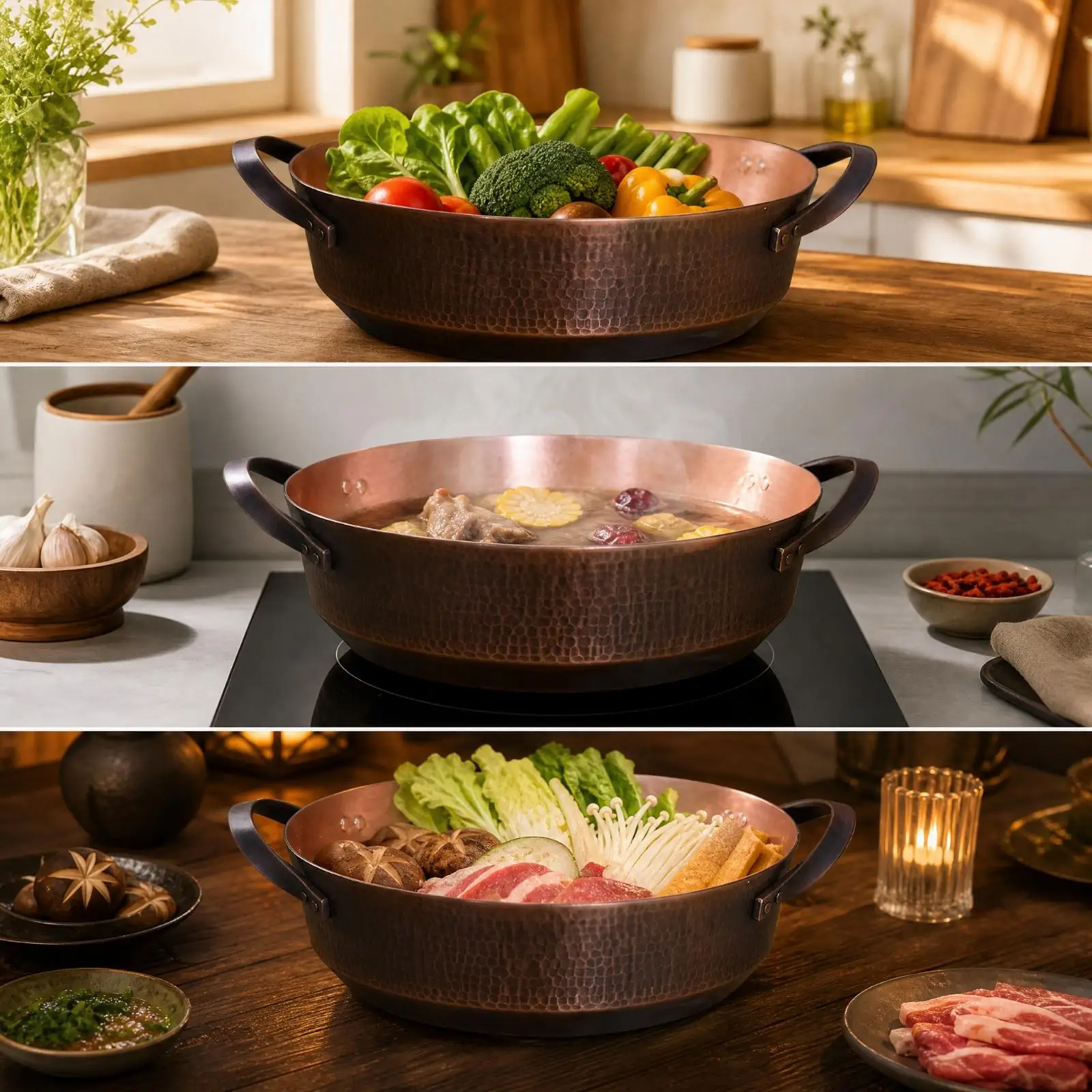 Versatile Purple Copper Cookware Pot for Boiling Hot Pot and Simmering Rich Flavored Dishes