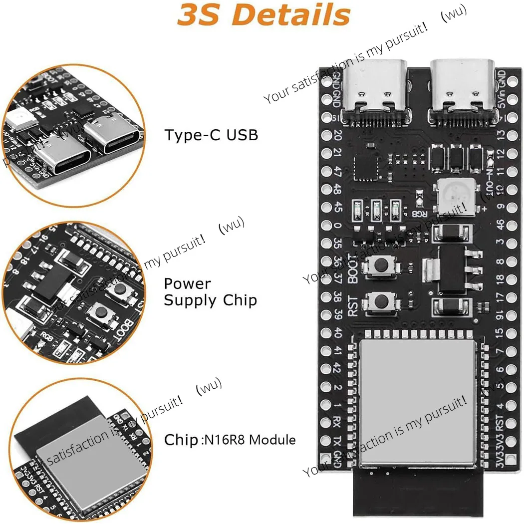 ZOCI-ESP32-S3 Development Module ESP-1-N16R8 Low Power MCU Dual WiFi Bluetooth Type-C Interface Microcontroller Board