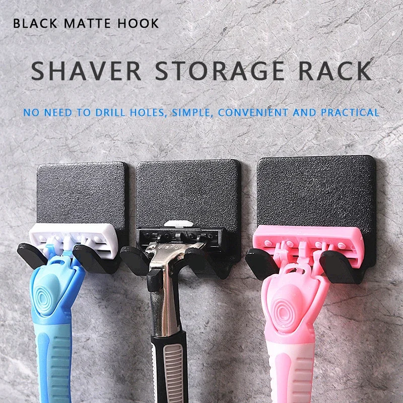 

1/3PCS Punch Free Shaving Razor Holder Men Shaving Shaver Storage Hook Wall Shelf Bathroom Razor Rack Wall bathroom Accessories