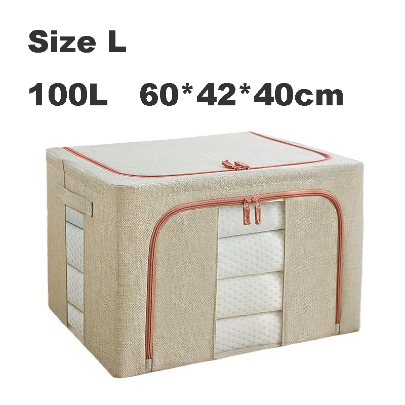

Cotton and Linen Storage Box, High-Capacity, 100L, Household, Household, Clothing, Toys
