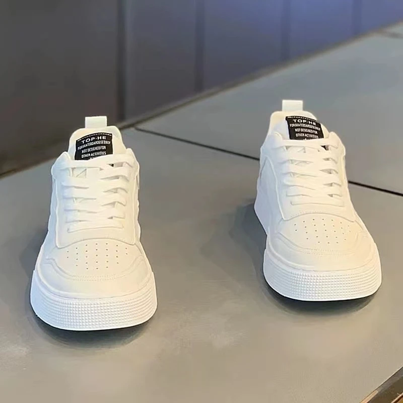 

Men's Pure White Sports Casual Shoes Breathable Spring Summer New Style Hong Kong Trendy Brand Flat Heel round Toe Rubber Sole