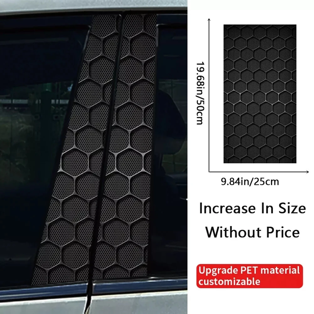 2x Car B-Pillar Waterproof Decal For Honeycomb Car B-Pillar Waterproof Decal Diy Car Door Post Sticker