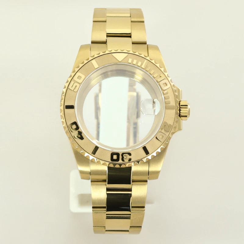 

Gold PVD 40MM High Quality Watch Case 316L Steel Strap Sapphire Glass For Yacht NH35 NH36 NH34 Miyota8215 Eta2824 Movement 20ATM