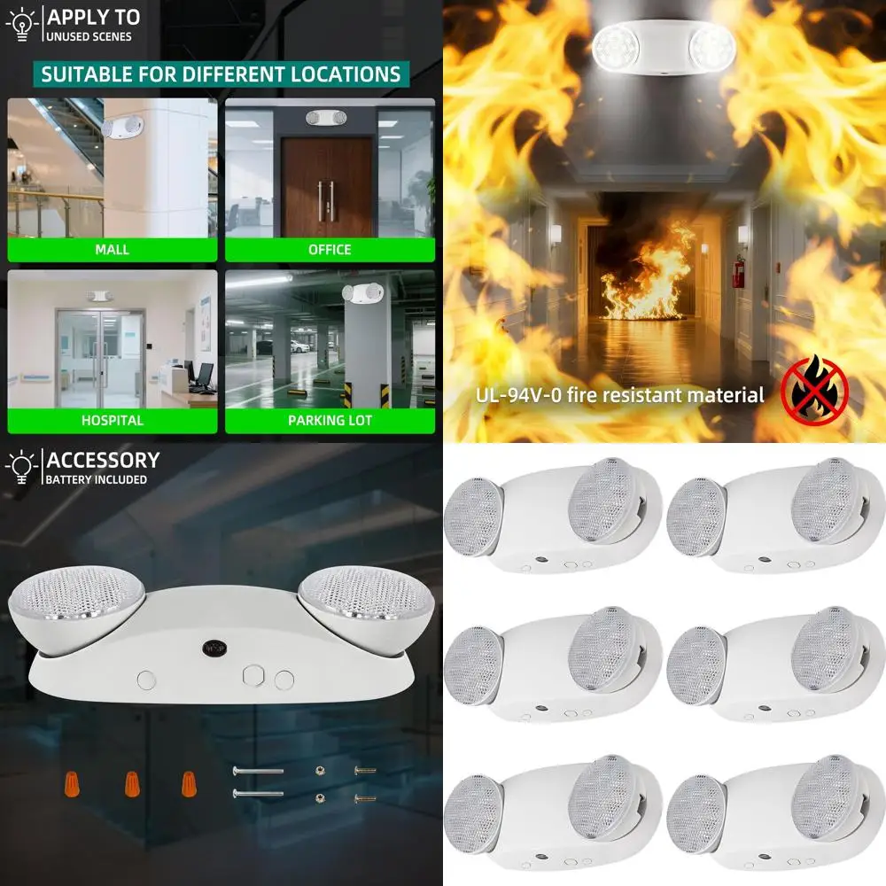 

Аварийное освещение с резервным питанием от батареи, коммерческого класса, регулируемое, с сертификатом UL, 120В/277В, комплект из 6 штук