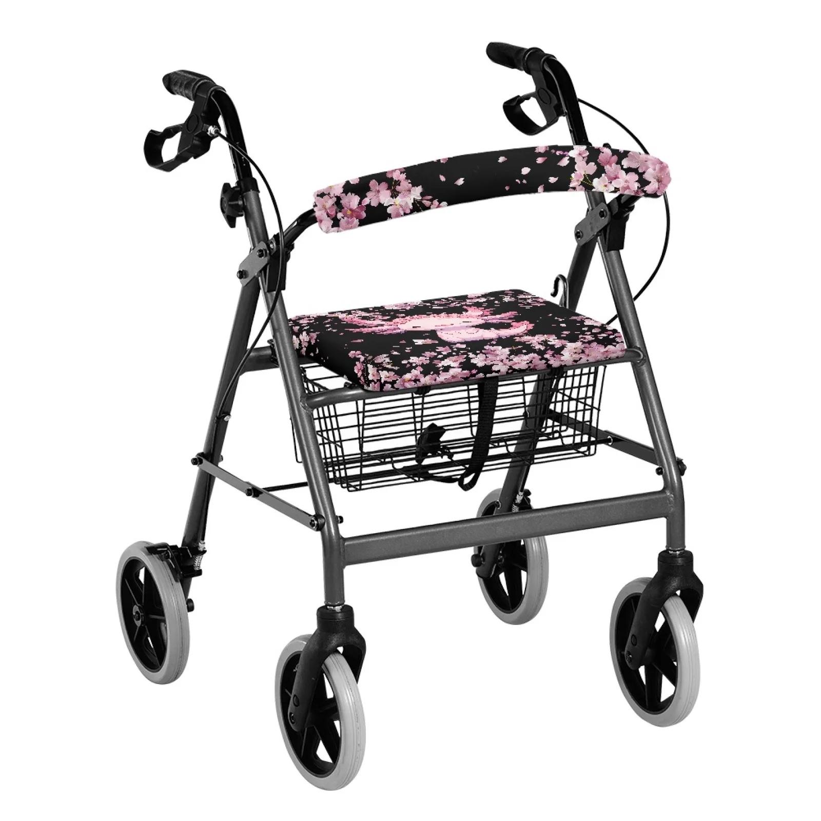 Coloranimal Easy to Clean Elastic Cord Design 2 Pcs Walker Cover for Men for Neighborhoods Cherry Blossom