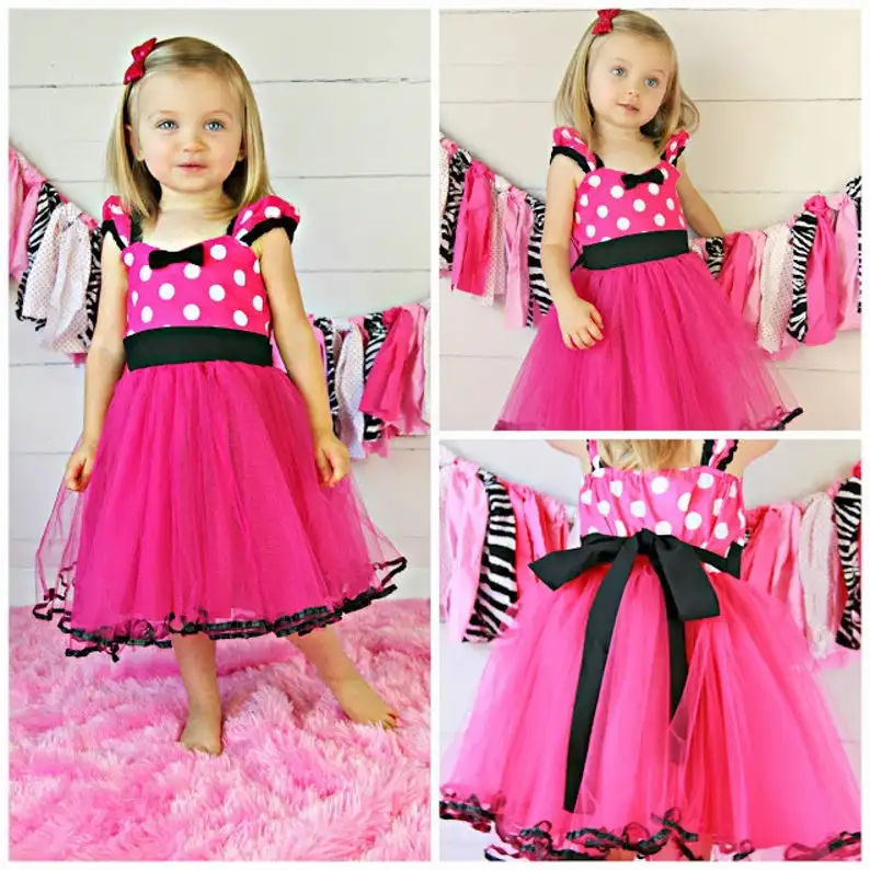 Fancy Baby Girls Dress Minni Mouse Polka Dot Princess Dress Halloween Party Cosplay Costume Christmas New Year Clothes for Girls