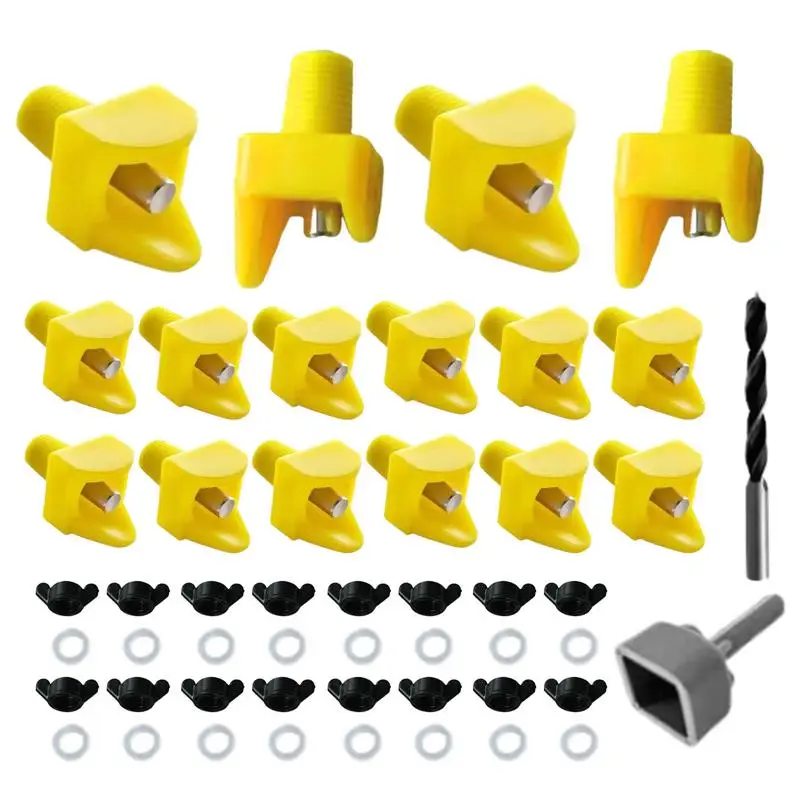 Horizontal Chicken Waterer Nipples 16pcs Chicken Nipples Horizontal Side Mount No Leakage Chicken Water Feeder With Drill Bit