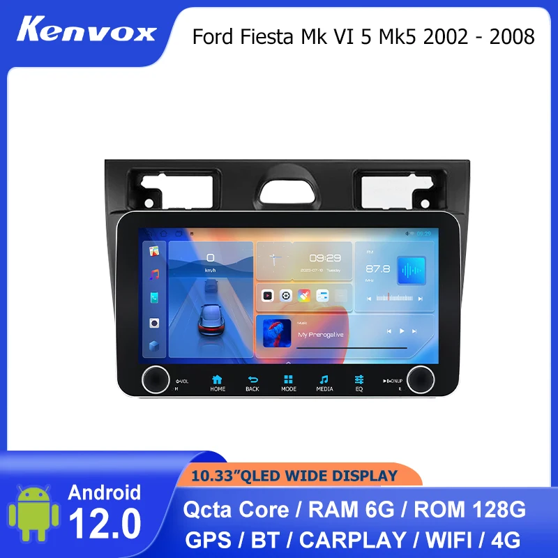 

Автомобильный радиоприемник на Android, 10,33 дюйма, для Ford Fiesta Mk VI 5 Mk5 2002-2008, мультимедийный плеер для Carplay, GPS-навигация, стерео головное устройство 2 Din