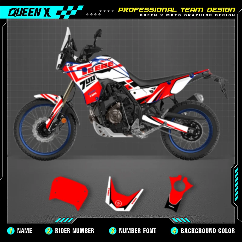

Queen X MOTOR For YAMAHA TENERE T700 2023 2022 2021 2020 2019 2018 Full Fairing Motorcycle Graphics Decals Stickers Kit 005
