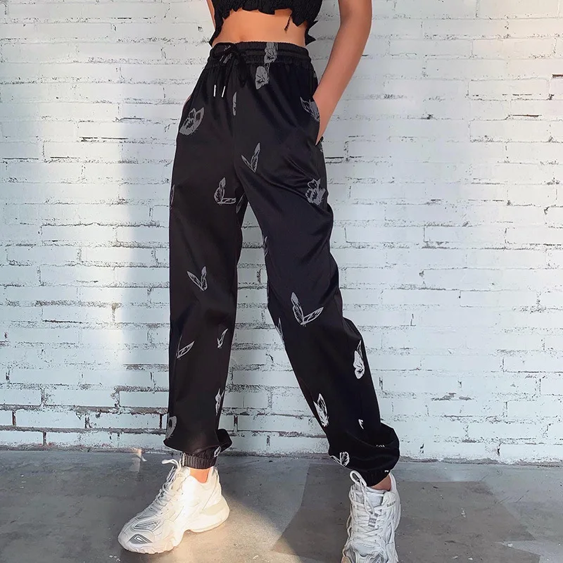 2023 New Fashion Ladies New Pants Bowknot Printed High Waist Loose Trendy Sports Casual Black Pants Y2k Pants Large Clothes