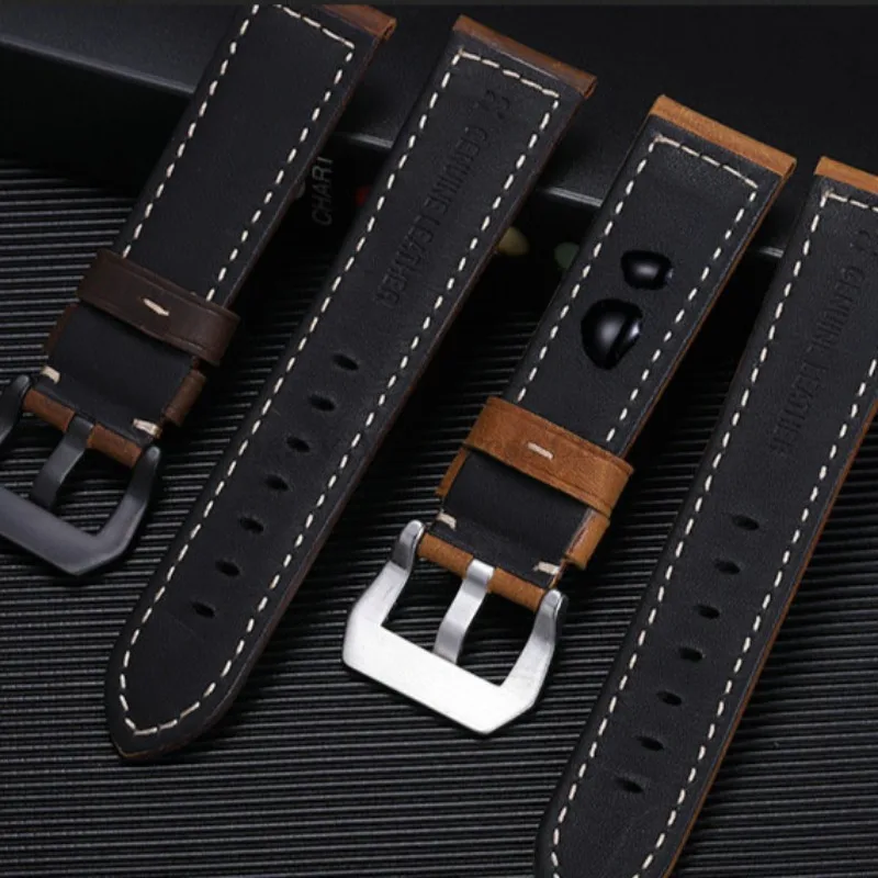 Genuine Leather Watch Band for Panerai High Quality Cowhide Crazy Horse Strap Men Sport Bracelet Watchband 20mm 22mm 24mm 26mm