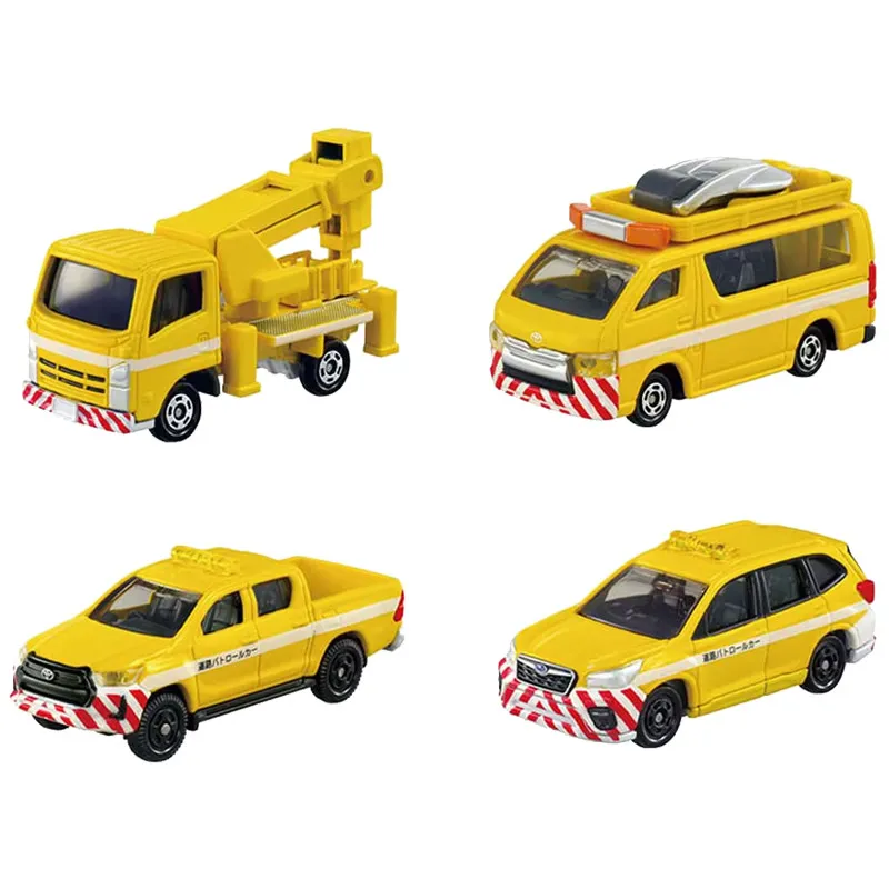 Original TAKARA TOMY Tomica Highway Vehicle Set of 4 Diecast Alloy Mini Model Cars Collectible Gifts for Boys Kids