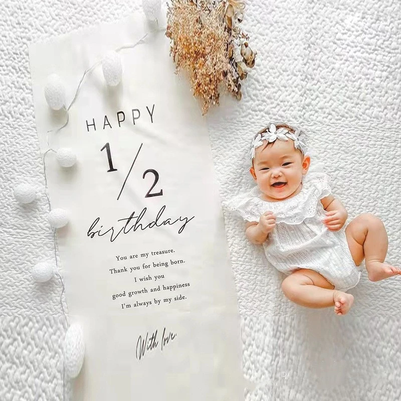 Newborn Baby Happy Birthday Background Tapestry Photography Accessories for Hanging Cloth Baby Photography Prop Background Cloth