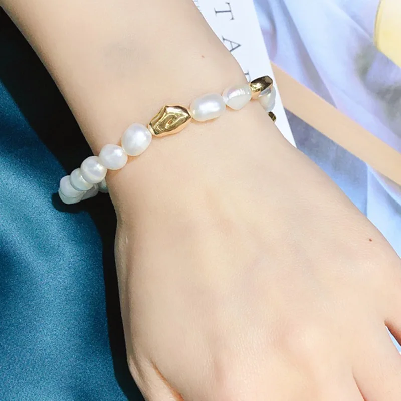 

Женский браслет Zhuji с пресноводным жемчугом в стиле барокко, роскошный минималистичный стиль, простой французский свет интернет-знаменитостей