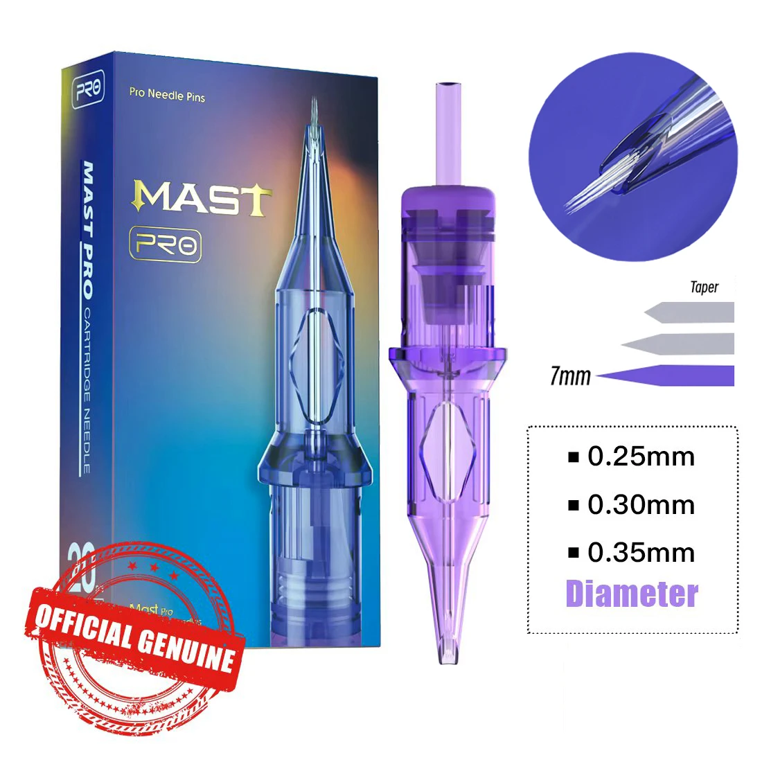 

MAST Pro Татуажные Картриджные Иглы Круглый Лайнер Конус 7мм Точные и Острые Поток Краски Подходит для Татуировки или Постоянного Макияжа (PMU)
