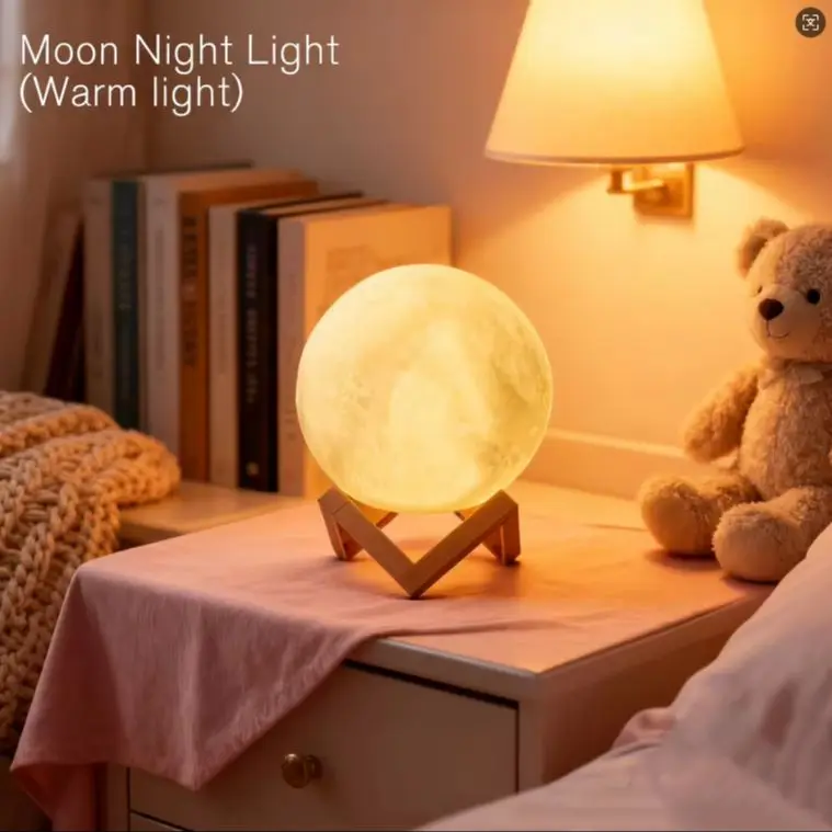 3D 8cm Lâmpada de lua sem fio Luz noturna Pequeno presente para todas as ocasiões Esta lâmpada de lua sem fio 3D serve como uma maravilhosa luz noturna