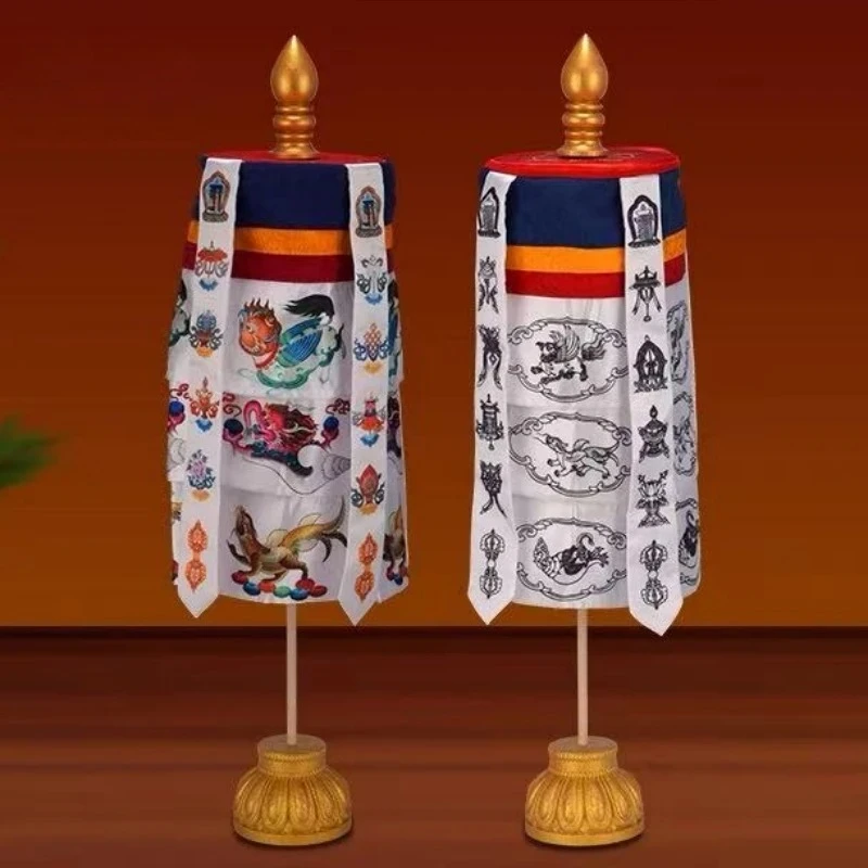 

Tibetan-Style Victory Stupa Treasure Umbrella,Buddhist Item Home Decor Colorful Double-Pointed Banner Buddhist Stupa with Base