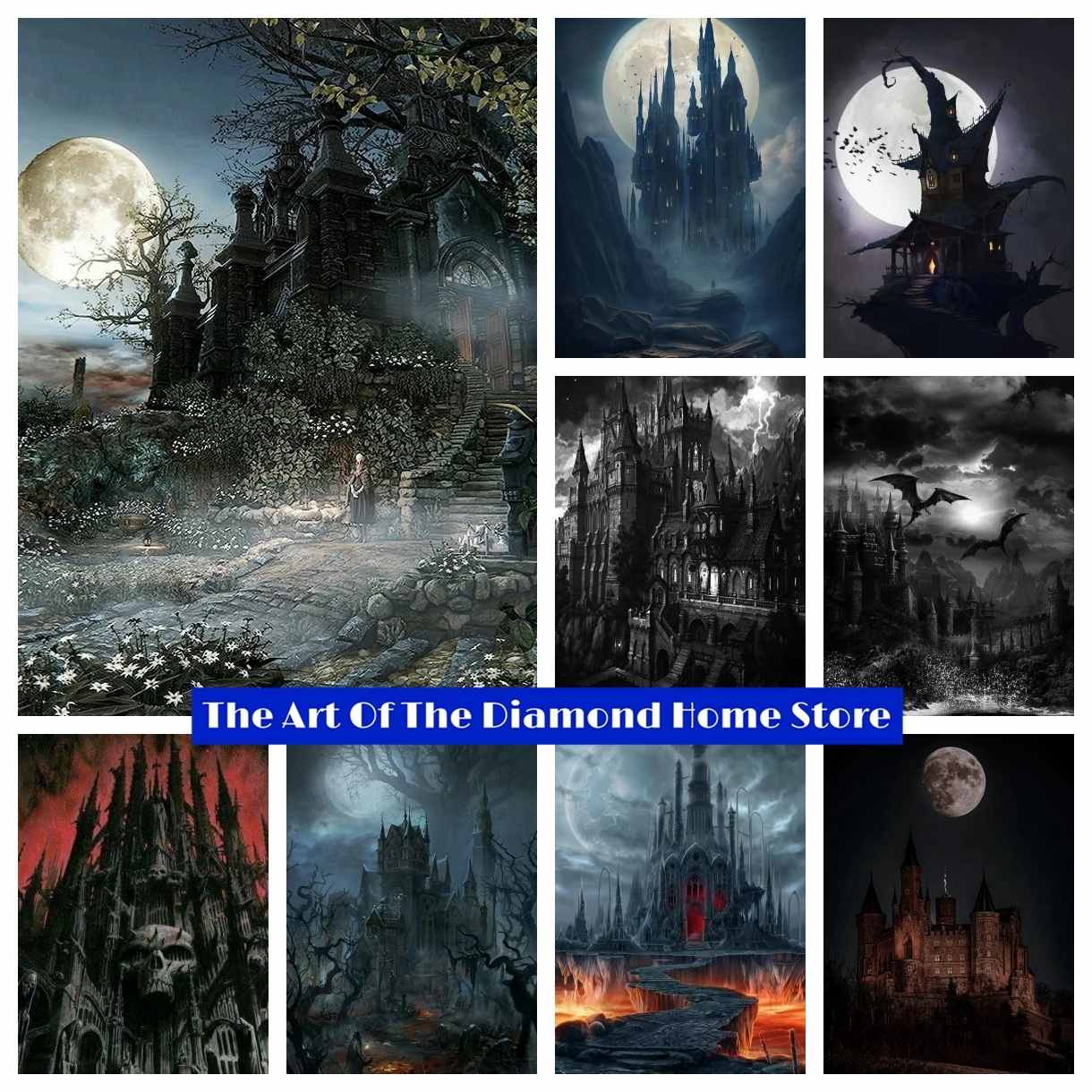 

Dark Castle 5D DIY AB Drills Diamond Painting Embroidery Cross Stitch Fairy Tale Landscape Art Rhinestone Mosaic Child Gifts