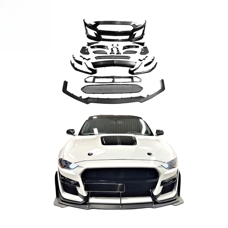 

GT500 Style Car Bumper Body Kit Front Bumper Lip Grille For Mustang 2018-2022