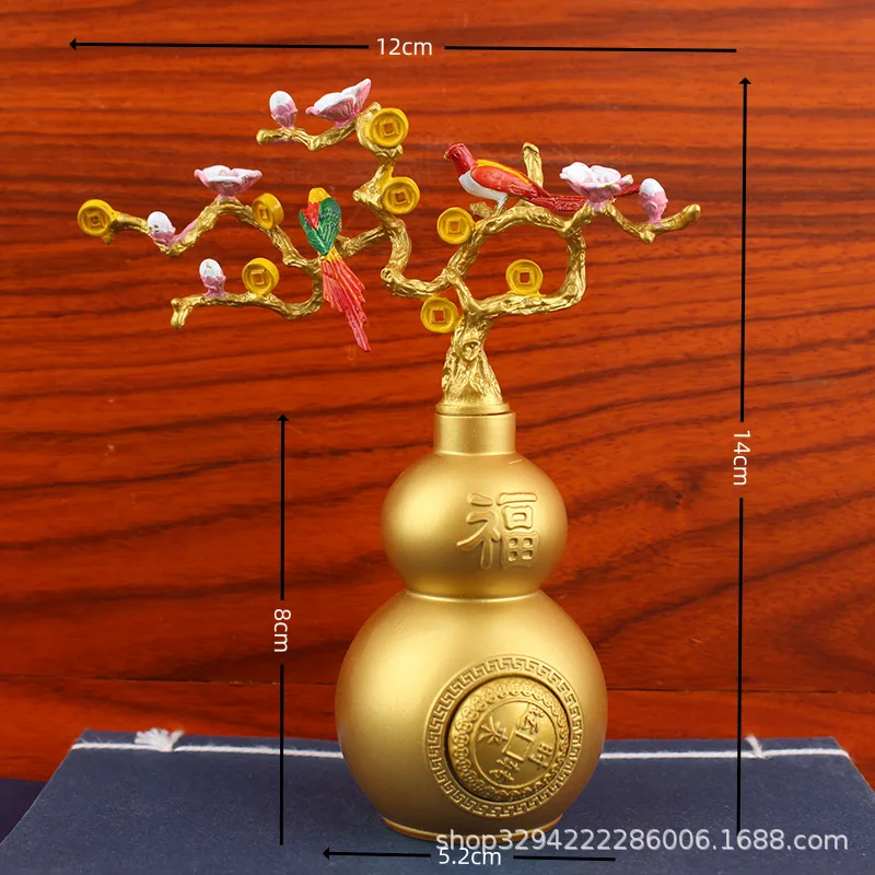 رسمت باليد زهر الخوخ القرع ثروة الديكور المنزل شجرة المال الثروة زخرفة الحرف المعدنية