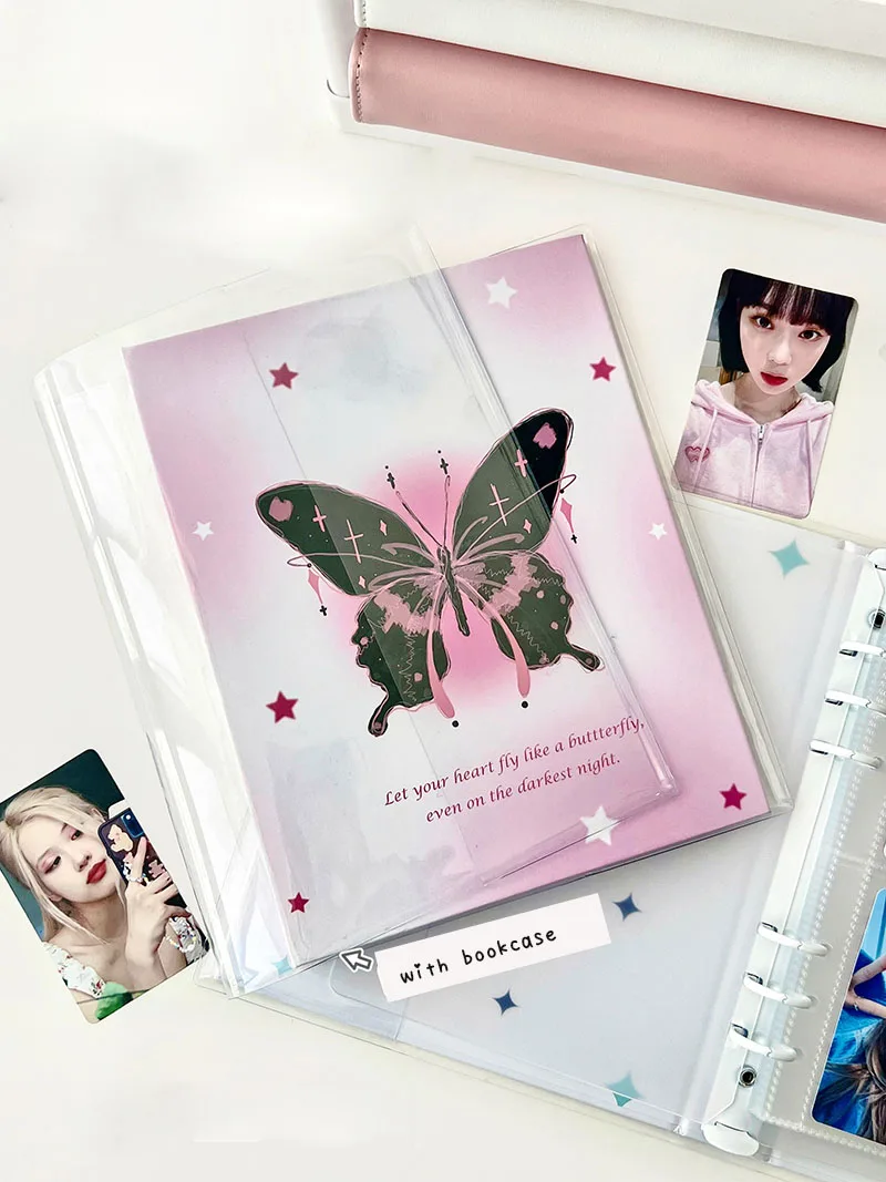 Sharkbang New Arrival A5 Ring Hard Cover 3D Butterfly Binder Collect Book Multi Refills Sleeves Kpop Postcards Sticker Organizer