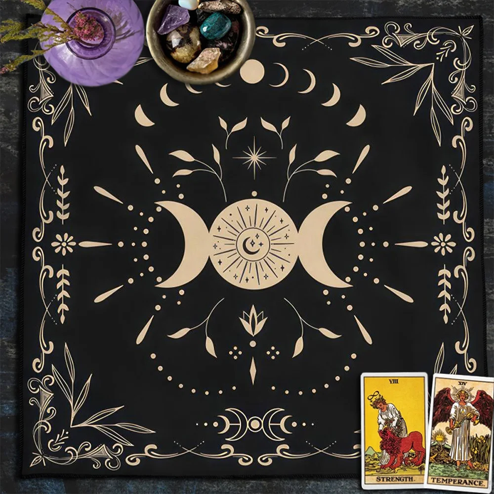 

Tarot Tablecloth Moon Phase Divination Altar Cloth Triple Moon Altar Decor Tarot Cloth For Spread Tarot Reading Cloth Game Pad