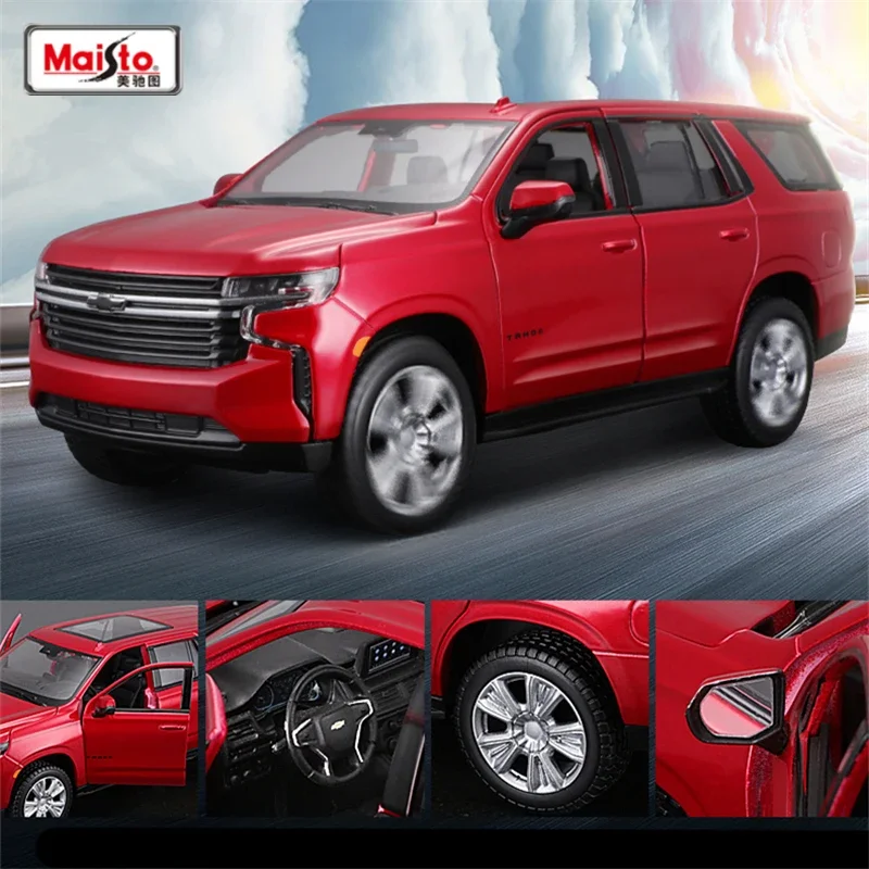 1:24 2021 Chevrolet Tahoe SUV Alloy Car Model Diecast Metal Off-road Vehicles Car Model High Simulation Toy Gift