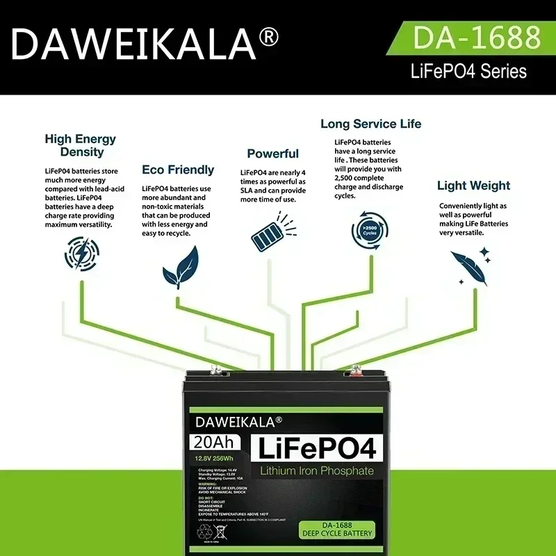 DAWEIKALA يمكن أن تقسيم بطارية lifepo4 12 فولت 20 أمبير في الساعة إلى حزمة بطارية 12-72 فولت القدرة الحقيقية لبطارية الدراجة الكهربائية 20 أمبير في الساعة