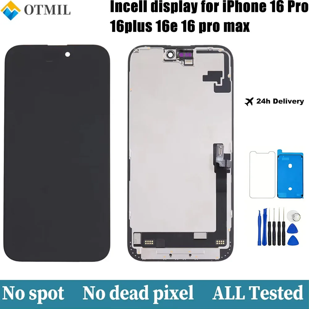 Pantalla LCD Incell de Repuesto para iPhone 16 Pro, 16 Plus, 16e, Pantalla Incell para iPhone 16, 16 Pro Max, Pieza de Reparación de Pantalla Táctil