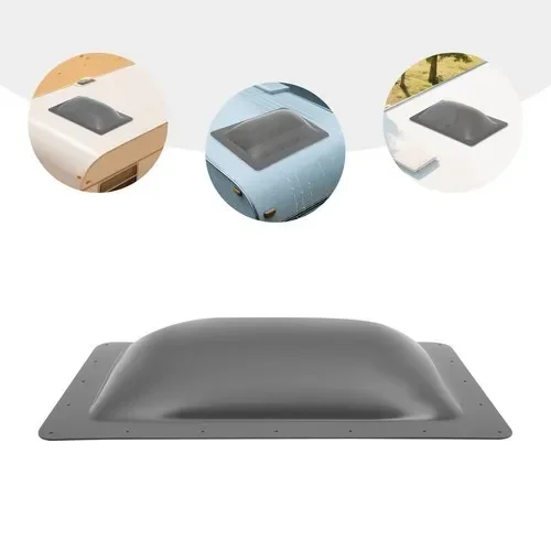 قبة خارجية RV Skylight مناسبة للتخييم، غطاء كمبيوتر أسود شفاف مقاس 18 × 26 بوصة مع معالجة مقاومة للأشعة فوق البنفسجية، بديل مباشر