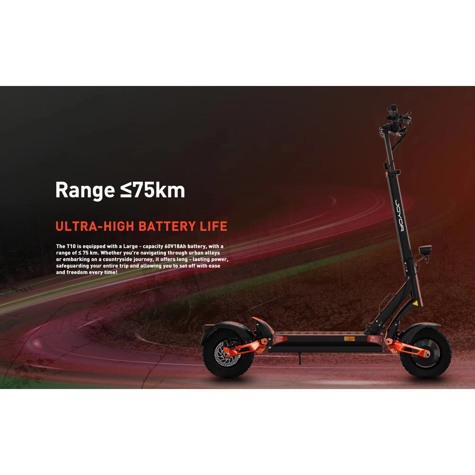JOYOR T10 Electric Scooter for adults 2000W Dual Motor 60V18Ah Battery 10 Inch Tire Hydraulic Brake Electric scooter Foldable